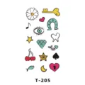 Cute temporary tattoo sticker sheet featuring fresh hand-drawn mini icons for fingers. - T-205