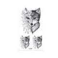 Adhesivo de tatuaje temporal impermeable con diseños de lobo geométricos y realistas. - K-91 Lobo Geométrico