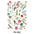 cute watercolor floral temporary tattoo sticker sheet botanical leaf body art TH-032 - TH-032 Pattern