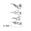 Temporary floral tattoo sticker sheet with minimalist botanical line art and geometric design. - K-588