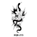 Black and white snake skull flower tattoo sticker waterproof temporary art design - Snake Skeleton Flowers (XQB-215)
