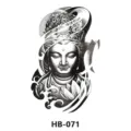 Black and grey Buddha lotus flower temporary tattoo sticker for body art HB-071. - HB-071