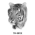 Realistic tiger head temporary tattoo sticker featuring detailed black and white sketch design. - TH-081X