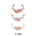 Watercolor Antler Floral Temporary Tattoo Sticker Sheet T-208 Cute Floral Body Art - T-208