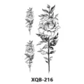 Black and white rose temporary tattoo sticker, waterproof floral body art design sheet sku. - Sketch Rose Branches (XQB-216)
