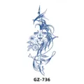 Herbal temporary tattoo sticker featuring a stylish lion and floral line art design. - GZ-736