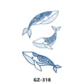 Herbal semi-permanent juice tattoo sticker design for women men - Whale Floral Style (GZ-318)