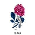 Temporary tattoo sticker featuring a vibrant red rose and elegant ribbon design for fashion. - Red Rose (X-383)