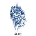Herbal semi-permanent blue rose tattoo sticker waterproof arm juice tattoo for body art. - GZ-737