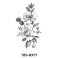 Floral temporary tattoo sticker, black and white sketch flower body art waterproof sticker. - Minimalist Floral (TBS-8317)
