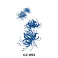 Blue spider lily herbal temporary tattoo sticker, waterproof floral design for body art. - GZ-093
