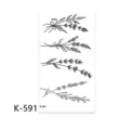 Temporary tattoo sticker sheet featuring elegant botanical sketch plant and flower floral line art designs. - K-591