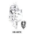 Waterproof sketch fox and woman temporary tattoo sticker sheet for cool arm body art decor. - HB-887X