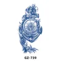 Herbal semi-permanent waterproof temporary tattoo sticker with anchor and compass design - GZ-739