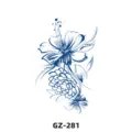 Herbal semi-permanent waterproof blue floral juice tattoo sticker floral pattern variant GZ-281 - Botanical Floral Style (GZ-281)