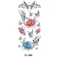 Pegatina de tatuaje temporal de mariposa y rosa colorida, diseño realista para el brazo y la mano. - TL-266