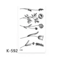 Temporary tattoo sticker sheet featuring delicate floral and botanical line art designs. Perfect for body art. - K-592