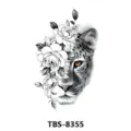 Temporary tattoo sticker featuring half leopard face and floral design for men and women. - Leopard Floral Style (TBS-8355)