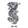 Autocollant de tatouage de dragon temporaire étanche, art corporel noir réaliste. - Dragon Oriental (HB-760)