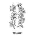 Floral temporary tattoo sticker black and white line art botanical body art design - Vine Floral Style (TBS-8321)