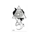 Adhesivo de tatuaje temporal de rosa geométrica impermeable arte de línea negra luna 1pza - K-96 Rosa Geométrica Creciente