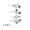 Temporary floral tattoo sticker black line art botanical temporary body art decal design K-593 - K-593