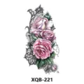 Pink rose temporary tattoo sticker with black lace and purple beads for arm body art. - Pink Rose Lace (XQB-221)