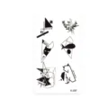Conjunto de pegatinas de tatuaje temporal geométrico negro minimalista arte corporal impermeable. - K-97 Gato Geométrico y Pez