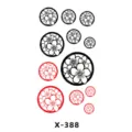 Floral temporary tattoo sheet with black and red cherry blossom designs for body art. - Round Cherry Blossom (X-388)