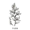 Botanical line art temporary tattoo sticker with floral branch design, SKU T-215 for daily wear. - T-215