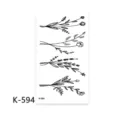 Minimalist floral temporary tattoo sheet with black line art botanical branch twig designs. - K-594