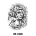 Black and white tiger and woman tattoo sticker waterproof body art temporary tattoo design - HB-892X