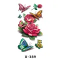 Colorful butterfly and rose temporary tattoo sticker sheet for body art and party decoration. - Butterfly & Rose 2 (X-389)