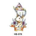 Colorful deer head pyramid tattoo sticker with unique art design and waterproof body art. - HB-078