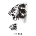 Temporary lion tattoo sticker, black and white sketch roaring animal half-sleeve style. - TH-558