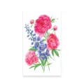 Autocollant de tatouage temporaire floral coloré avec des pivoines roses et des fleurs bleues. - K-524