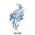 Herbal semi-permanent waterproof temporary tattoo sticker with blue dragon and flame design. - GZ-369