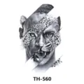 Black and white sketch animal leopard arm temporary tattoo sticker, cool design body art. - TH-560