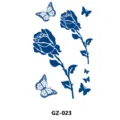 Herbal semi-permanent juice tattoo sticker featuring elegant blue rose and butterfly design. - GZ-023