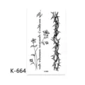 Foglio adesivo per tatuaggio temporaneo nero fiori vite spinosa impermeabile arte - K-664