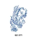 Herbal semi-permanent juice temporary tattoo sticker, waterproof blue mythical beast design SKU. - GZ-371