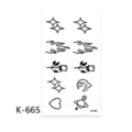 Foglio di adesivi per tatuaggi temporanei neri con stelle, fiamme, rose e pianeti. - K-665