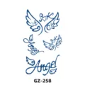 Herbal semi-permanent tattoo sticker with angel wings and English letter design for body art. - GZ-258 / 110x180mm