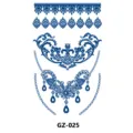 Herbal temporary chest tattoo sticker, waterproof blue lace pendant design variant. - GZ-025