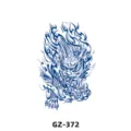 Herbal semi-permanent tattoo sticker waterproof blue dragon flame arm body art design. - GZ-372