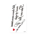 Temporary tattoo sticker sheet featuring English motivational quotes and a cute red heart design. - X-525