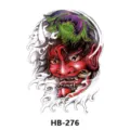 Autocollant de tatouage temporaire imperméable masque Hannya japonais et lotus pour art corporel - HB-276 / 210*148mm