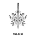 Temporary tattoo sticker featuring black and white dagger and floral design for body art. - Dagger Floral Style (TBS-8231)
