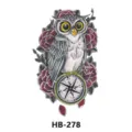 Autocollant de tatouage temporaire imperméable avec motif de chouette et de roses pour art corporel. - HB-278 / 210*148mm