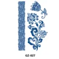 Herbal semi-permanent blue tattoo sticker floral paisley pattern waterproof body art decor - GZ-027